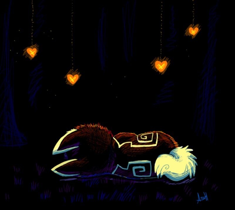 Sleeping Creature in Forest — Black