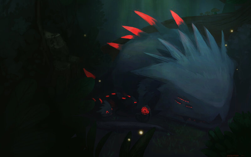 Sleeping Dragon in Forest — Dark Green