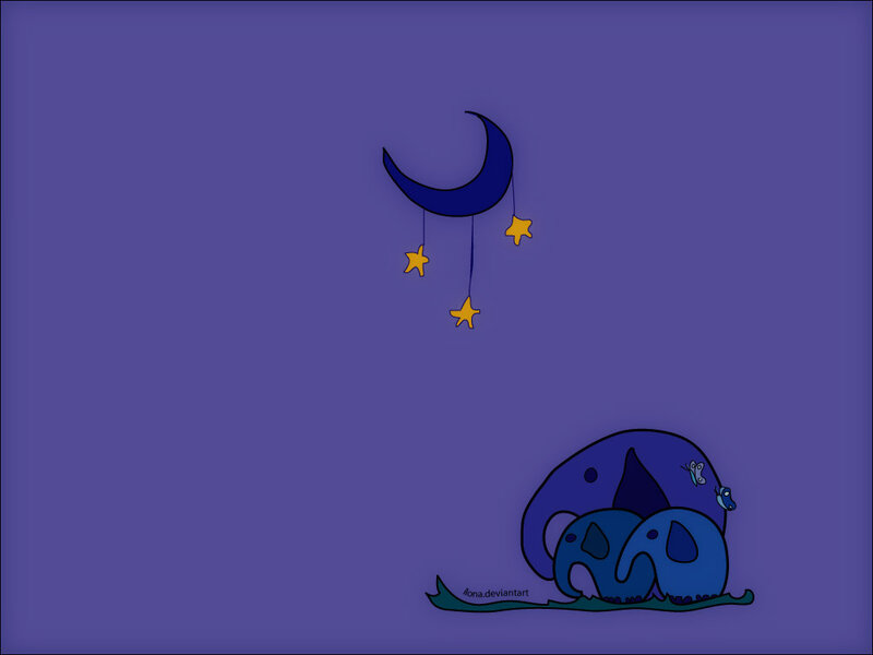 sleeping elephants under moon