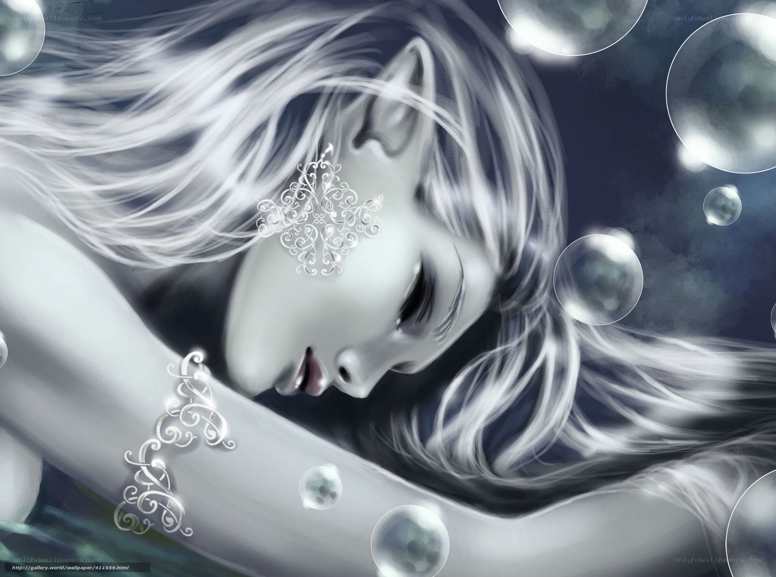 Sleeping elf in bubbles