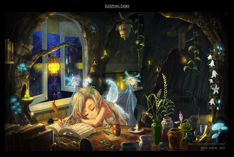 Sleeping Fairy at Desk — Blue
