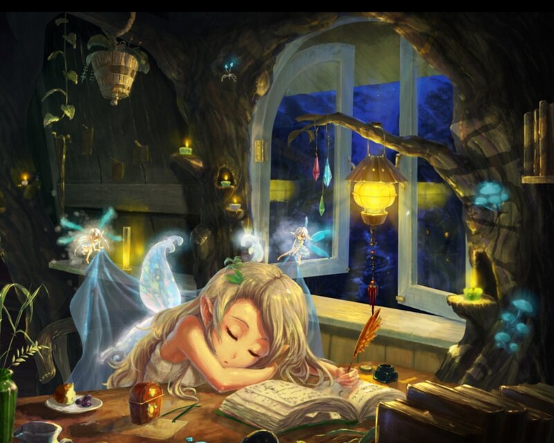 Sleeping Fairy at Desk