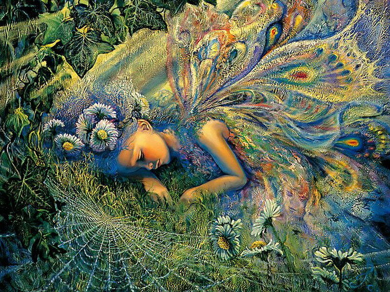 Sleeping fairy in a garden