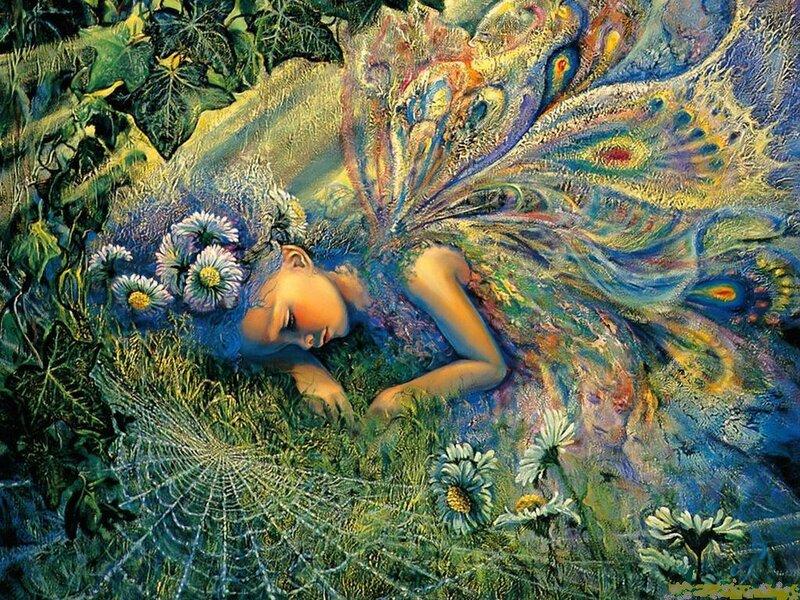 Sleeping fairy in a garden