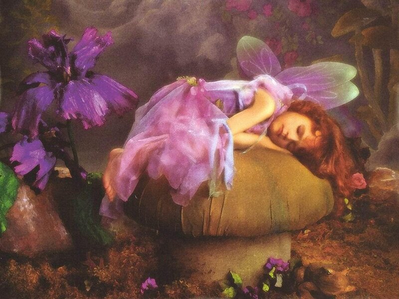 Sleeping fairy on a mushroom