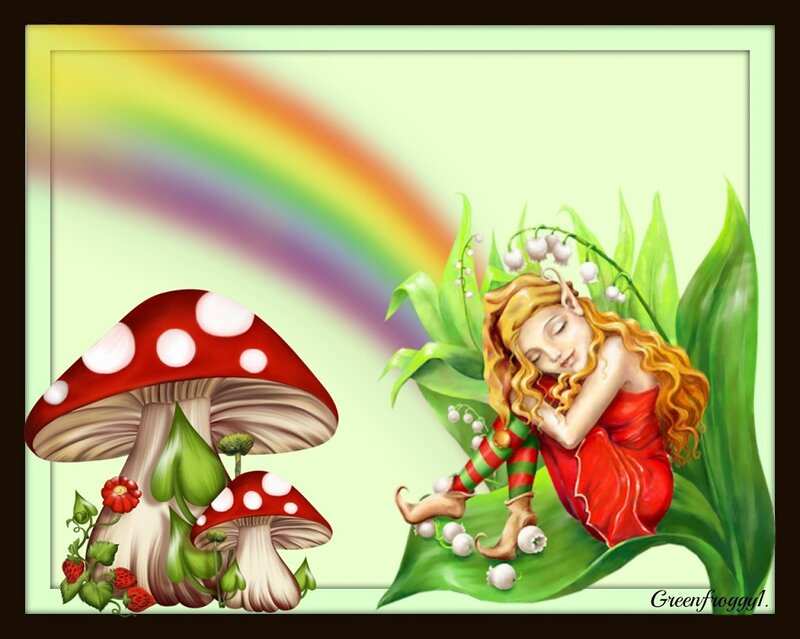 Sleeping Fairy on Leaf — Green