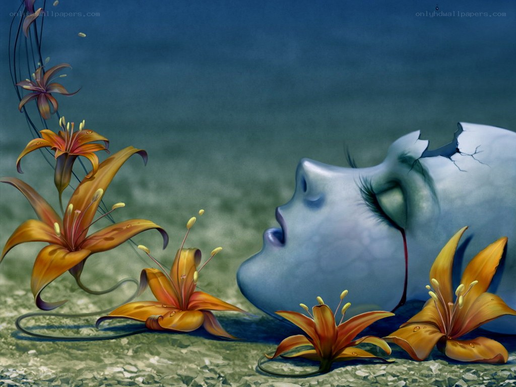 Sleeping figure with lilies