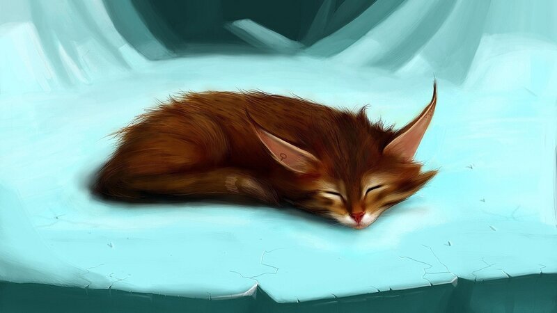Sleeping Fox Cub — Brown, Serene