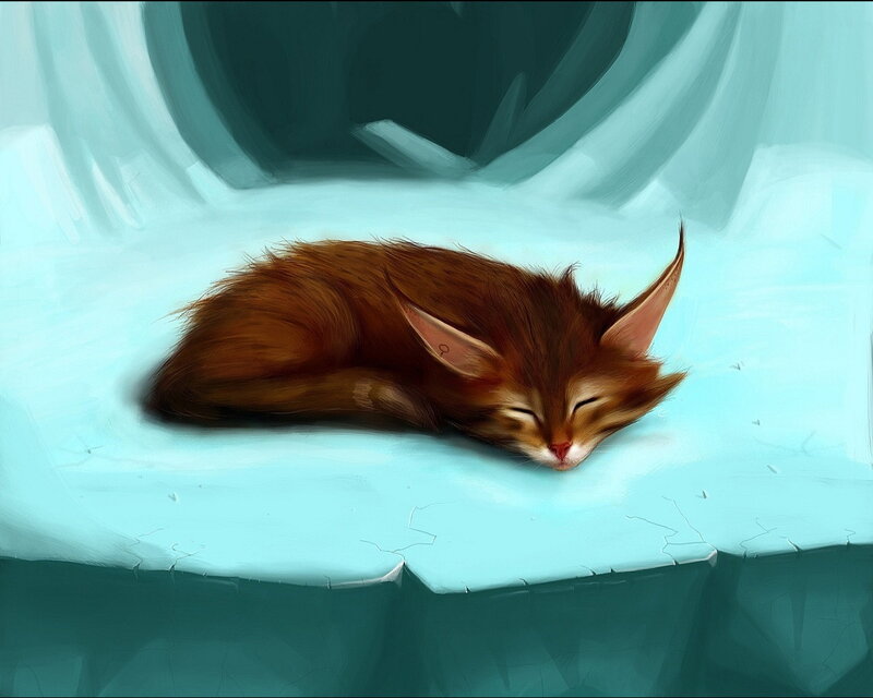 Sleeping Fox Cub — Brown