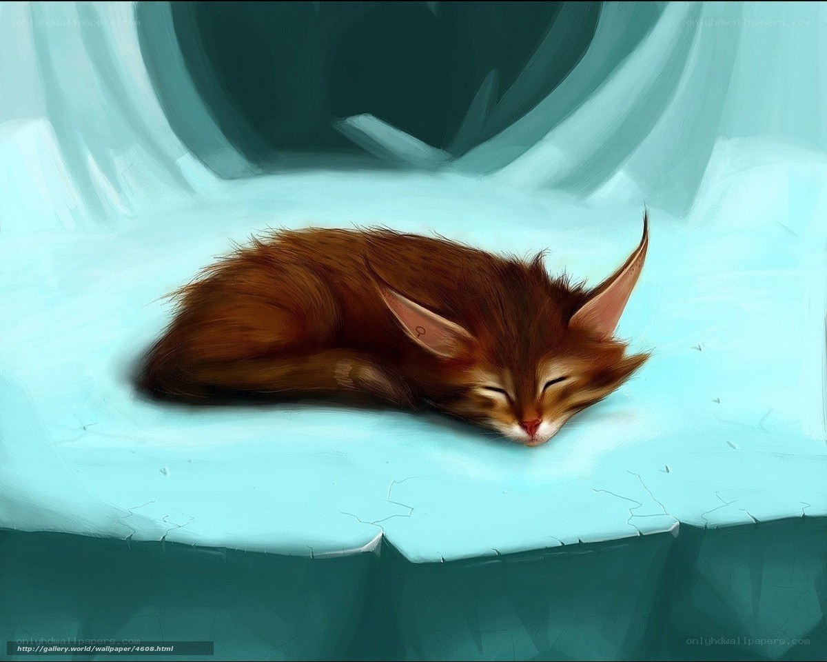 Sleeping fox cub on ice
