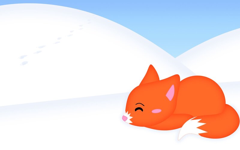 Sleeping Fox in Snow — Orange, Peaceful