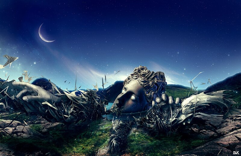Sleeping giant under the moon