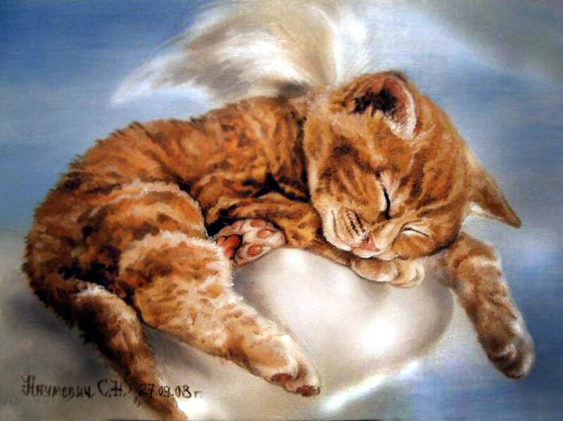 Sleeping Ginger Kitten — Orange, Serene, Painting