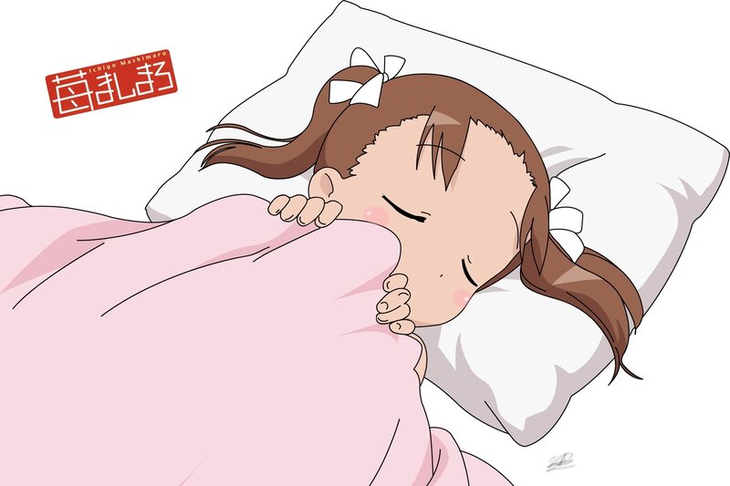 Sleeping girl in pink blanket