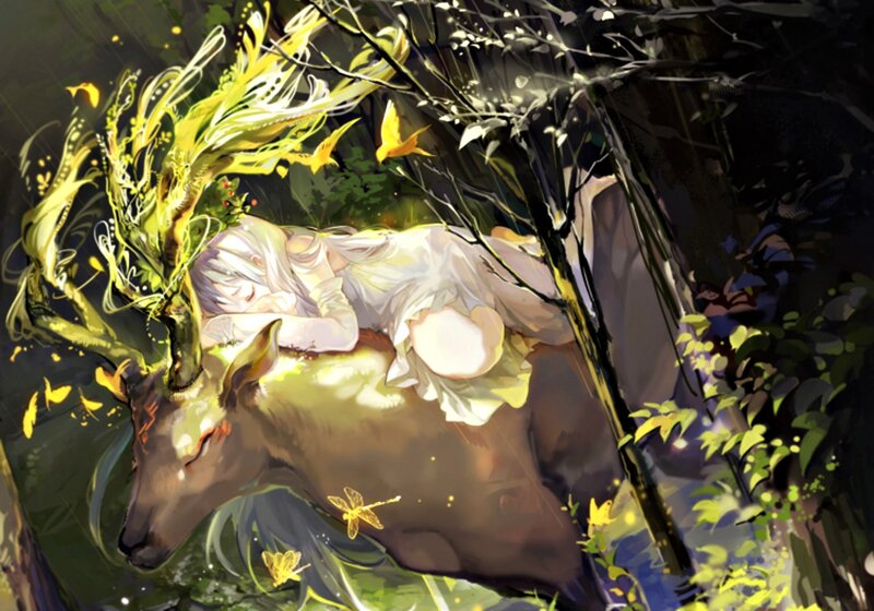 Sleeping Girl on Deer