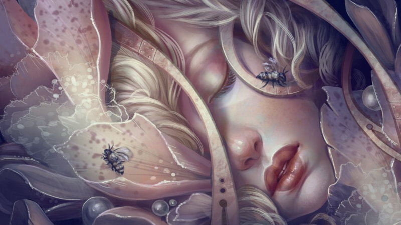 Sleeping Girl with Bees