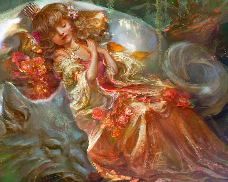 Sleeping Girl with Birds
