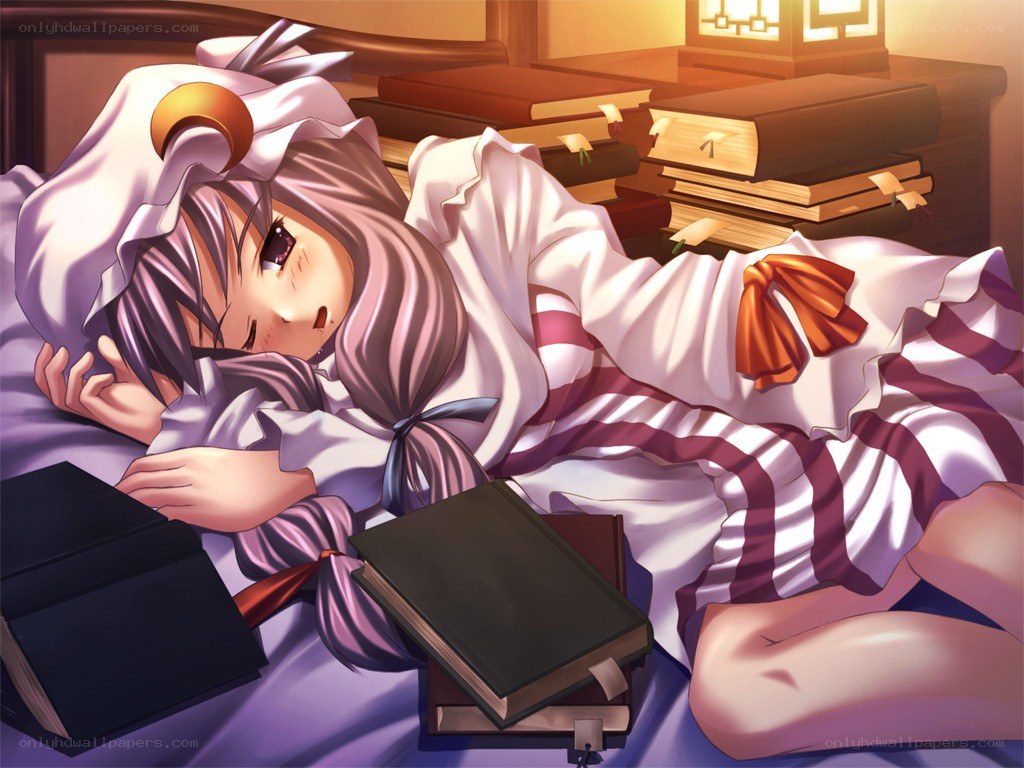 Sleeping girl with books