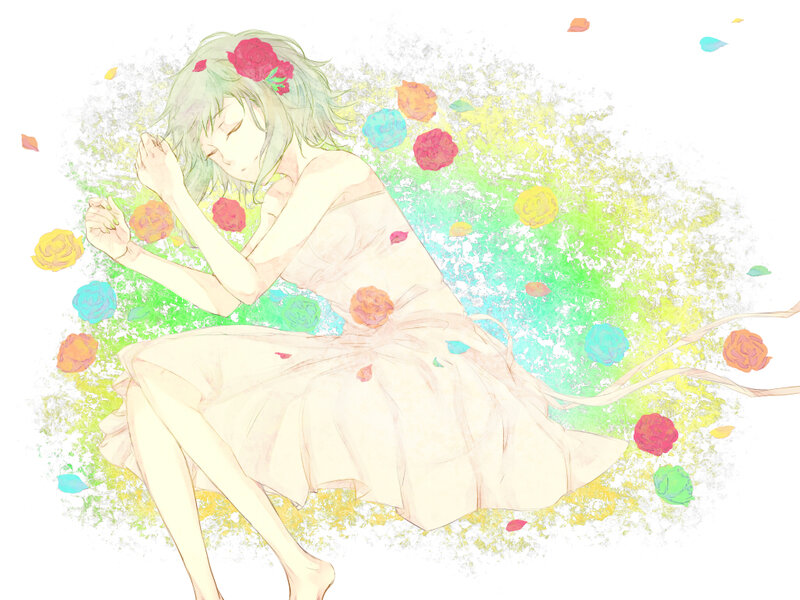 Sleeping Girl with Flowers — White