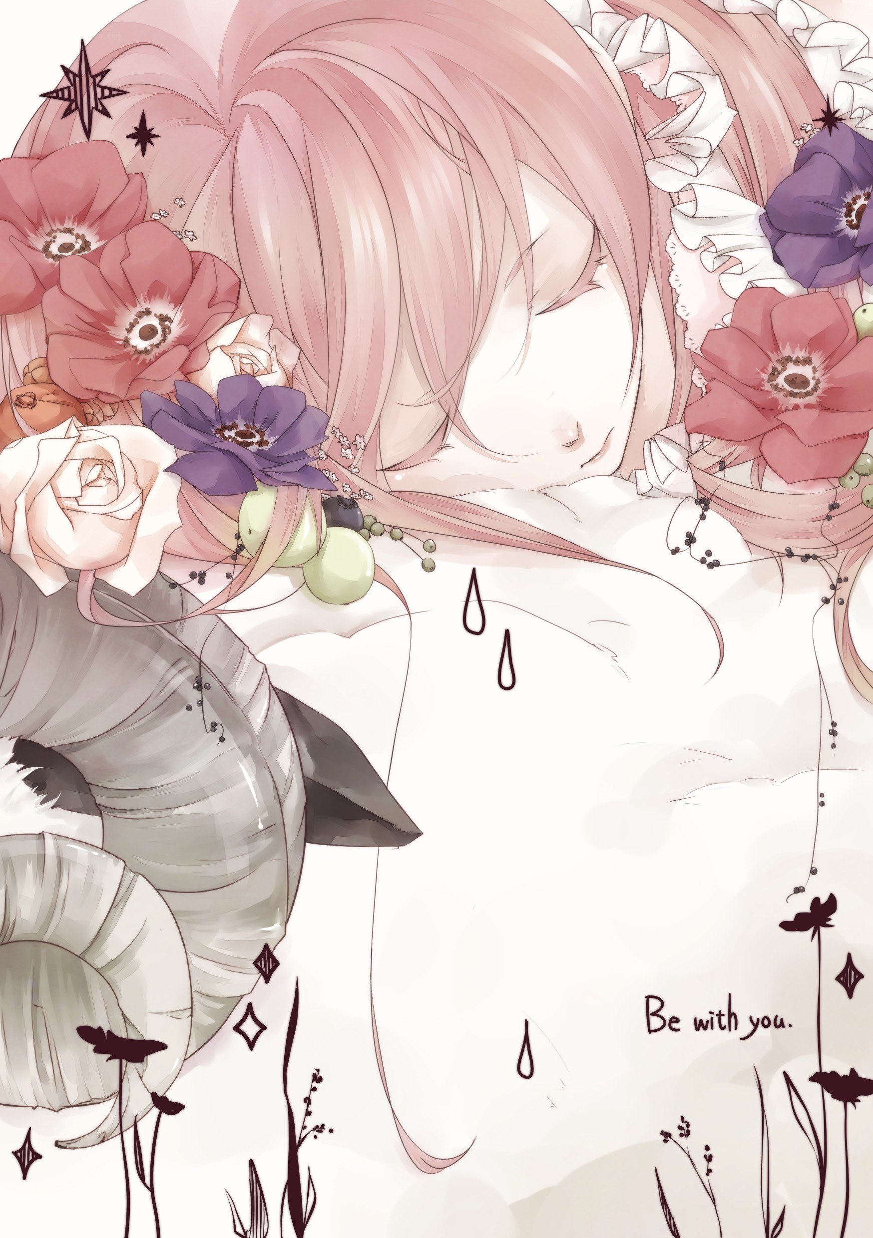 sleeping girl with flowers