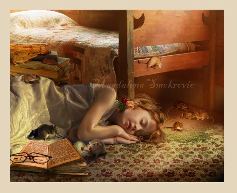 Sleeping Girl with Mice