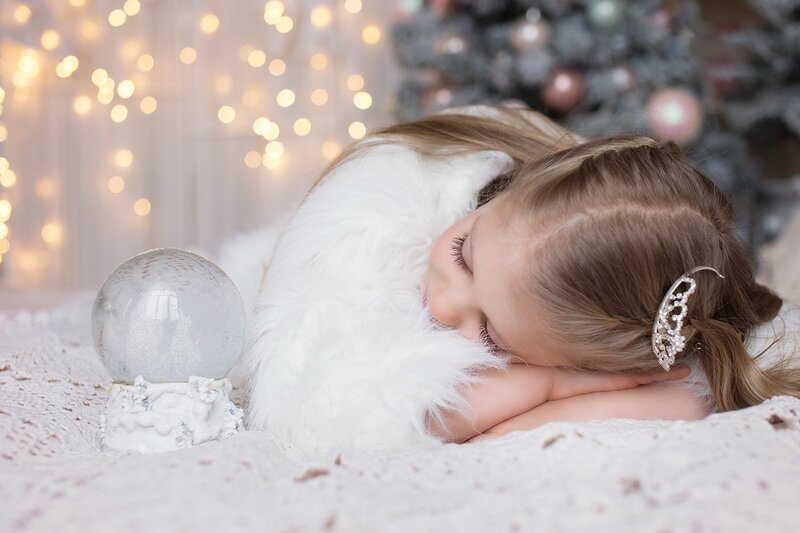 Sleeping Girl with Snow Globe — White