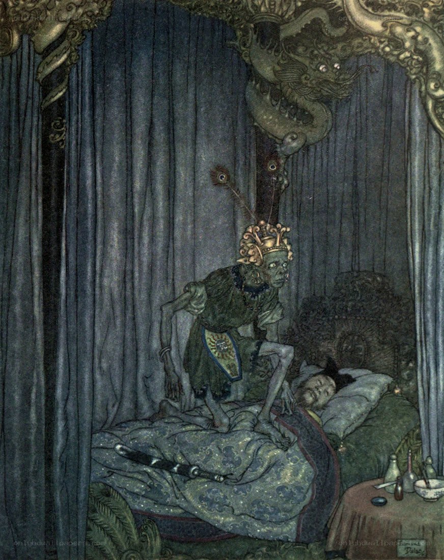 Sleeping man attacked by goblin