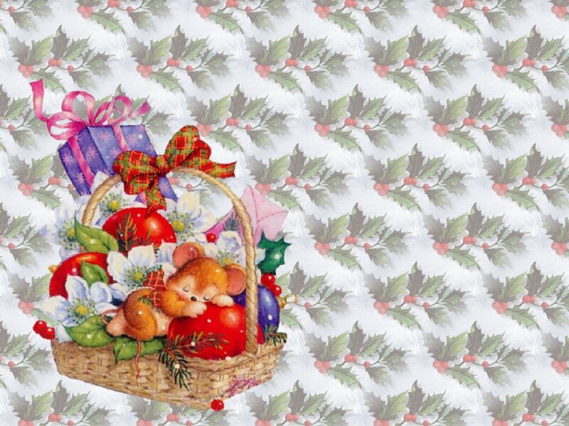 Sleeping Mouse in Basket
