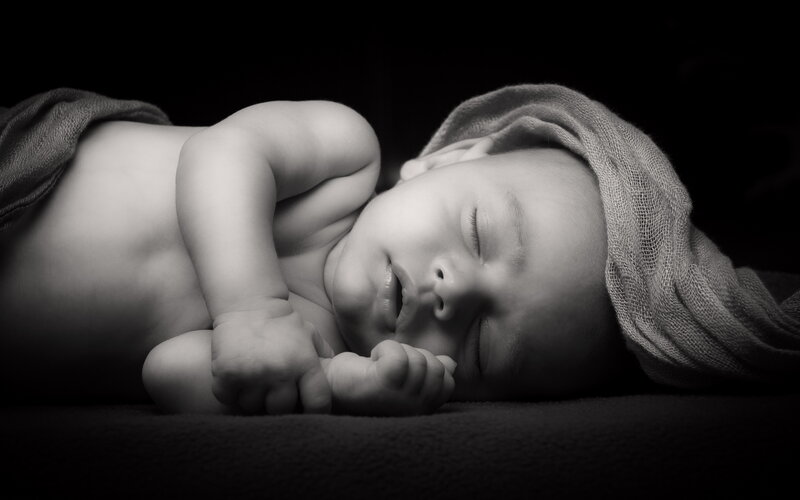 Sleeping Newborn Baby — Black