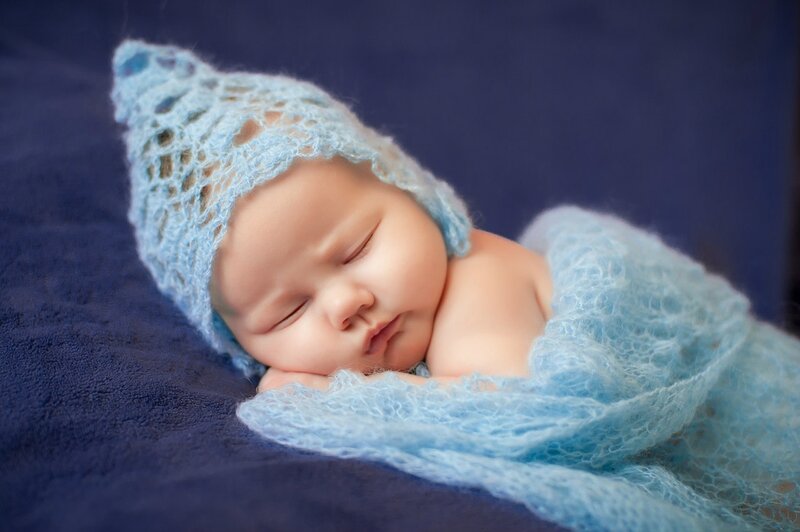 Sleeping Newborn Baby — Blue, Serene