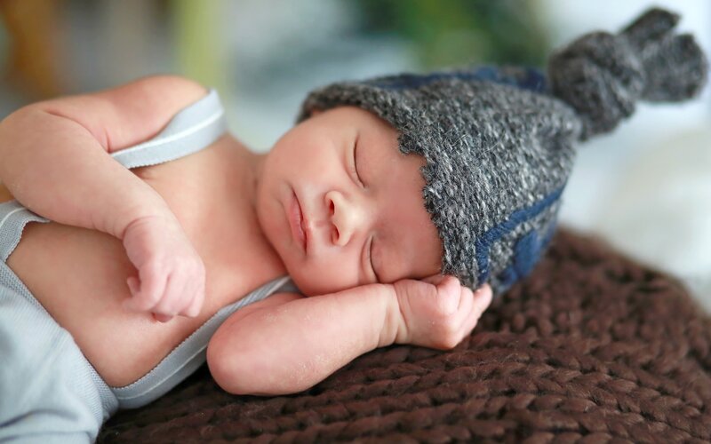 Sleeping Newborn Baby — Gray