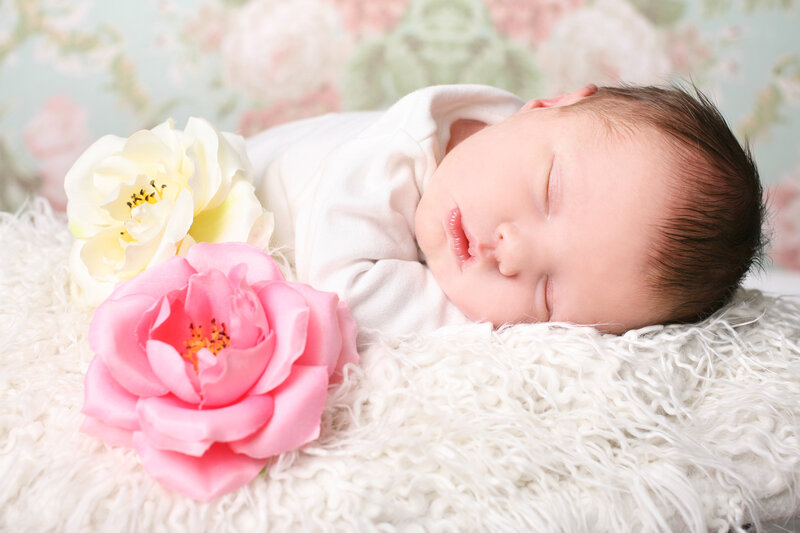 Sleeping Newborn Baby — White, Serene, Photograph, White Flower