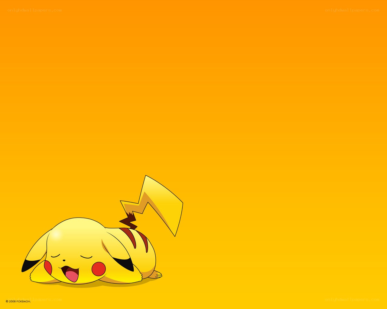 Sleeping Pikachu on orange