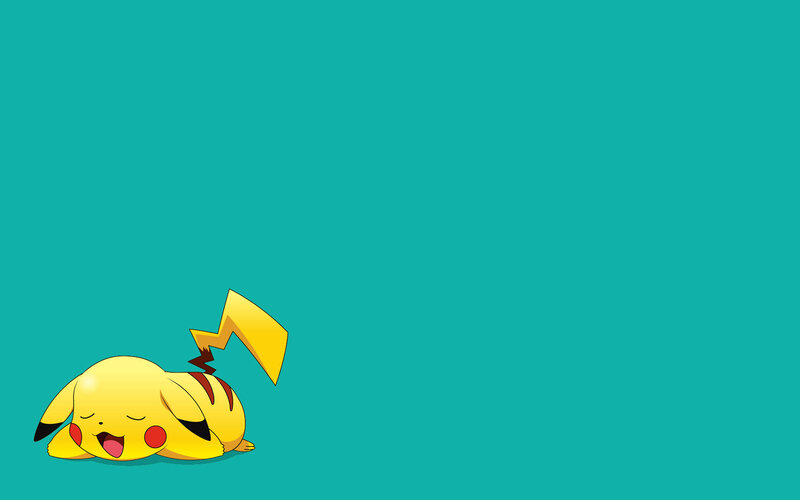 Sleeping Pikachu on teal
