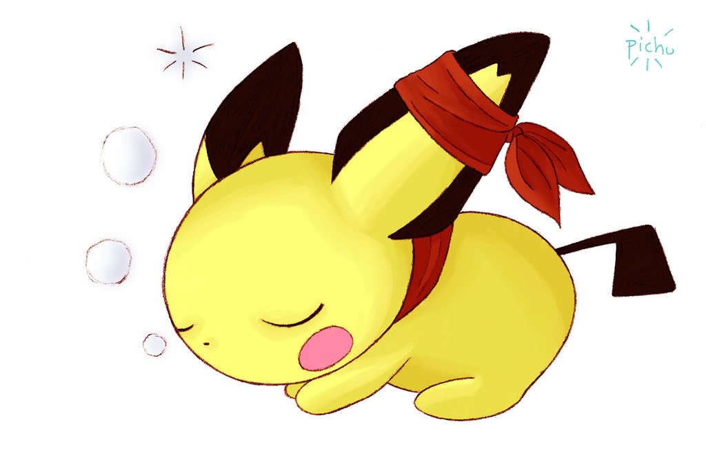 Sleeping Pikachu with bandana