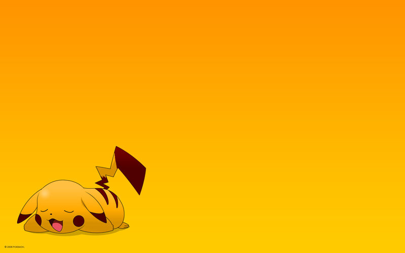 Sleeping Pikachu — Yellow, Peaceful, Anime, Yellow Background, Tail