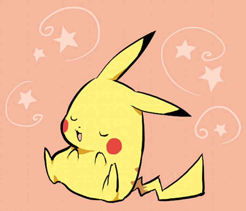 Sleeping Pikachu — Yellow, Peaceful, Digital Art