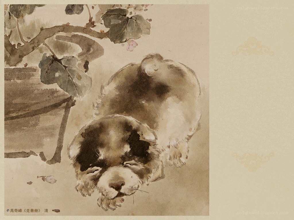 Sleeping puppy under a tree