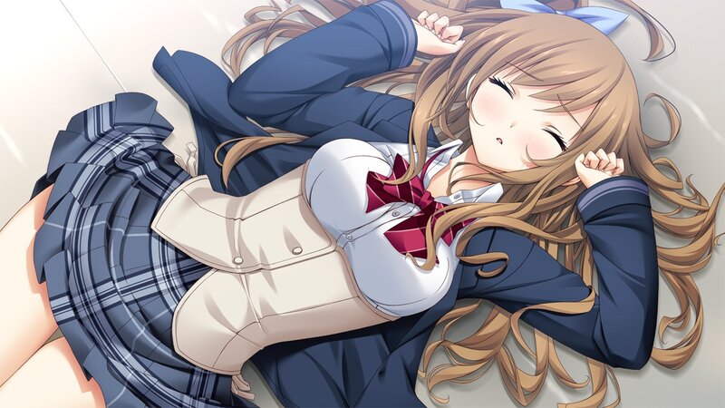 sleeping schoolgirl anime art