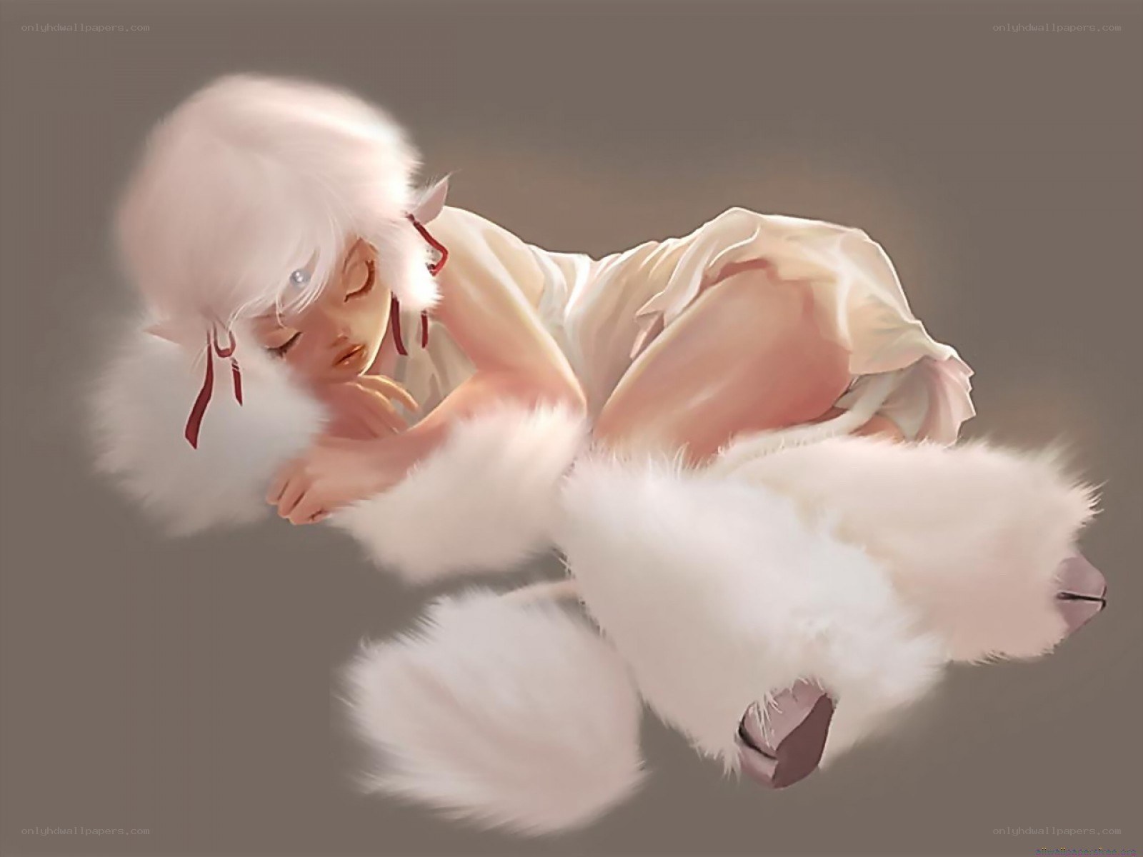 sleeping white-furred creature