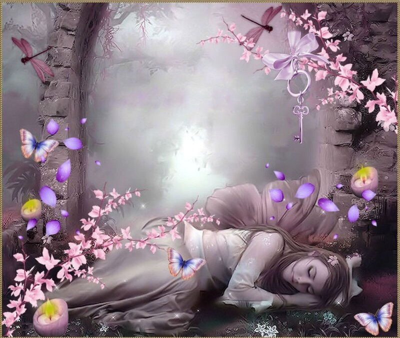 Sleeping Woman with Wings — Purple