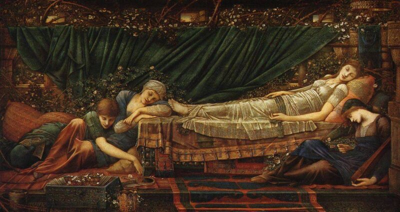 Sleeping women in a garden