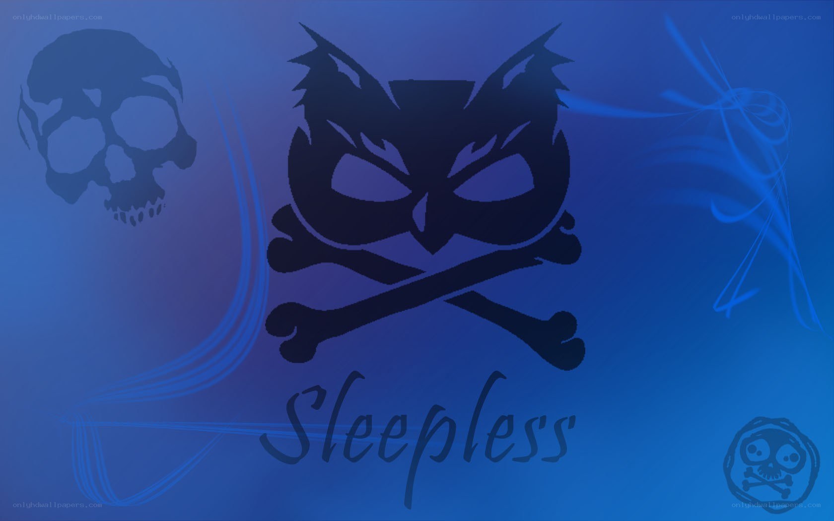Sleepless logo with skull and bones