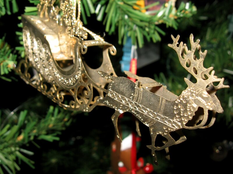 sleigh and reindeer ornament