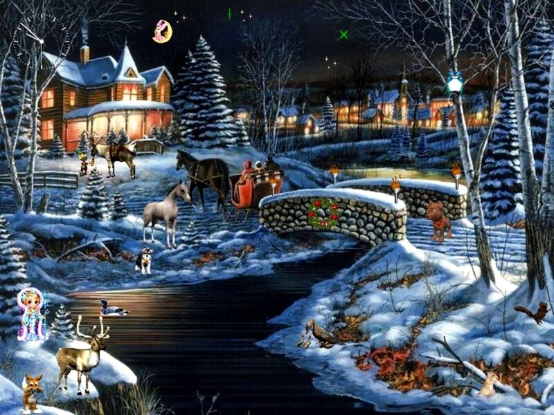 Sleigh on Snowy Bridge