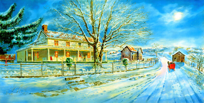 Sleigh on Snowy Road