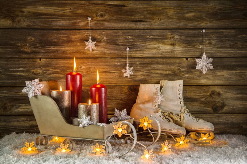 Sleigh with Candles and Skates