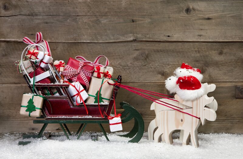 Sleigh with Gifts and Reindeer