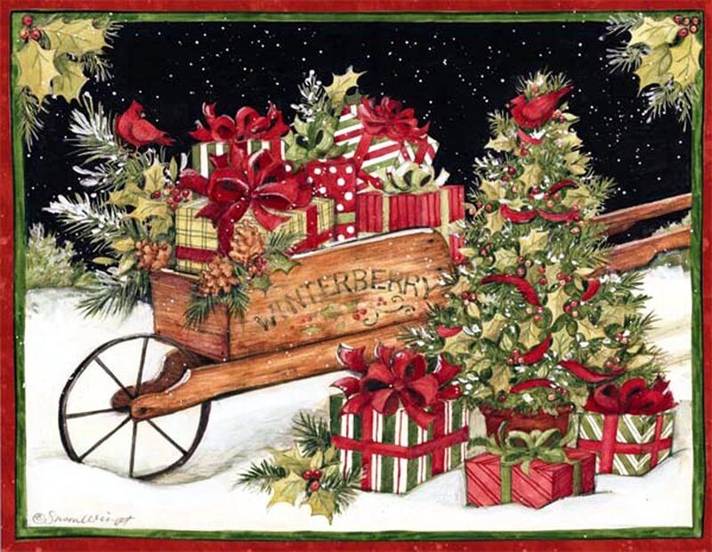 Sleigh with Gifts and Tree