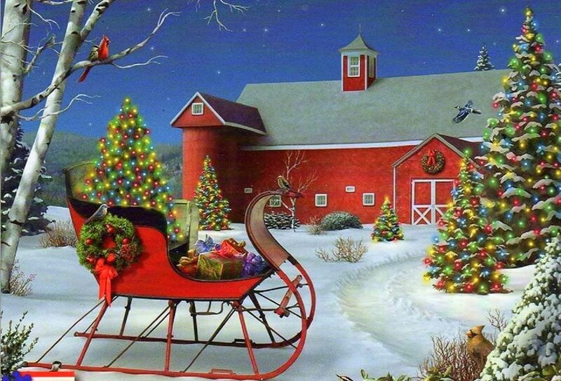 Sleigh with Gifts — Red